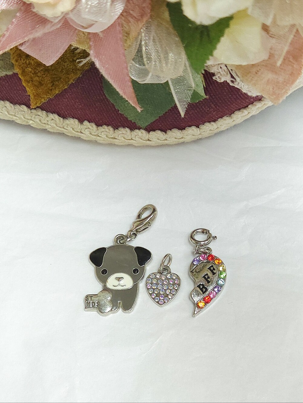 3 Silver Crystal Charms Pendant Best Friend Rainbow Crystal Best Friend Dog